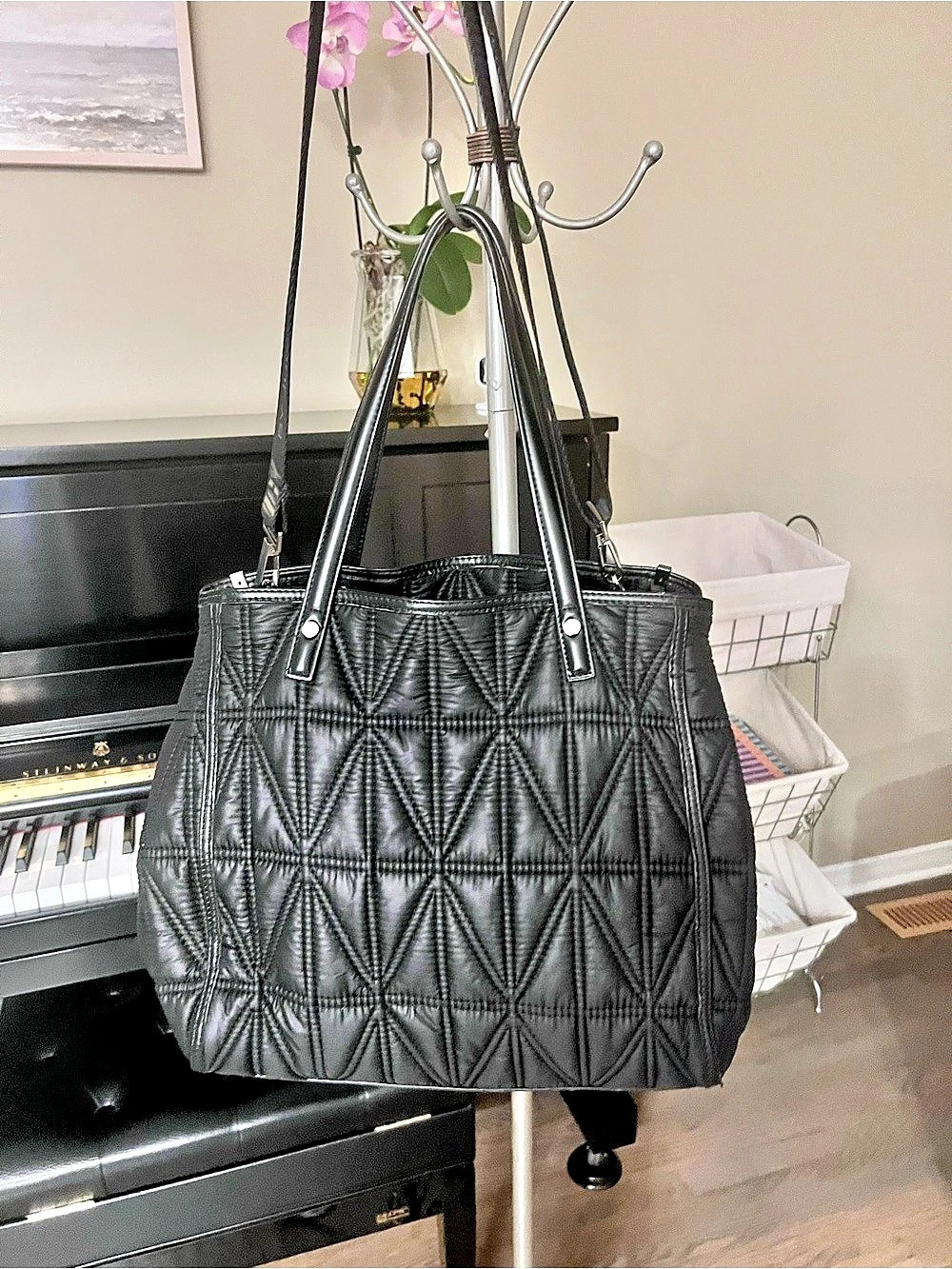 Juicy Couture Quilted Geometric Tote in Black